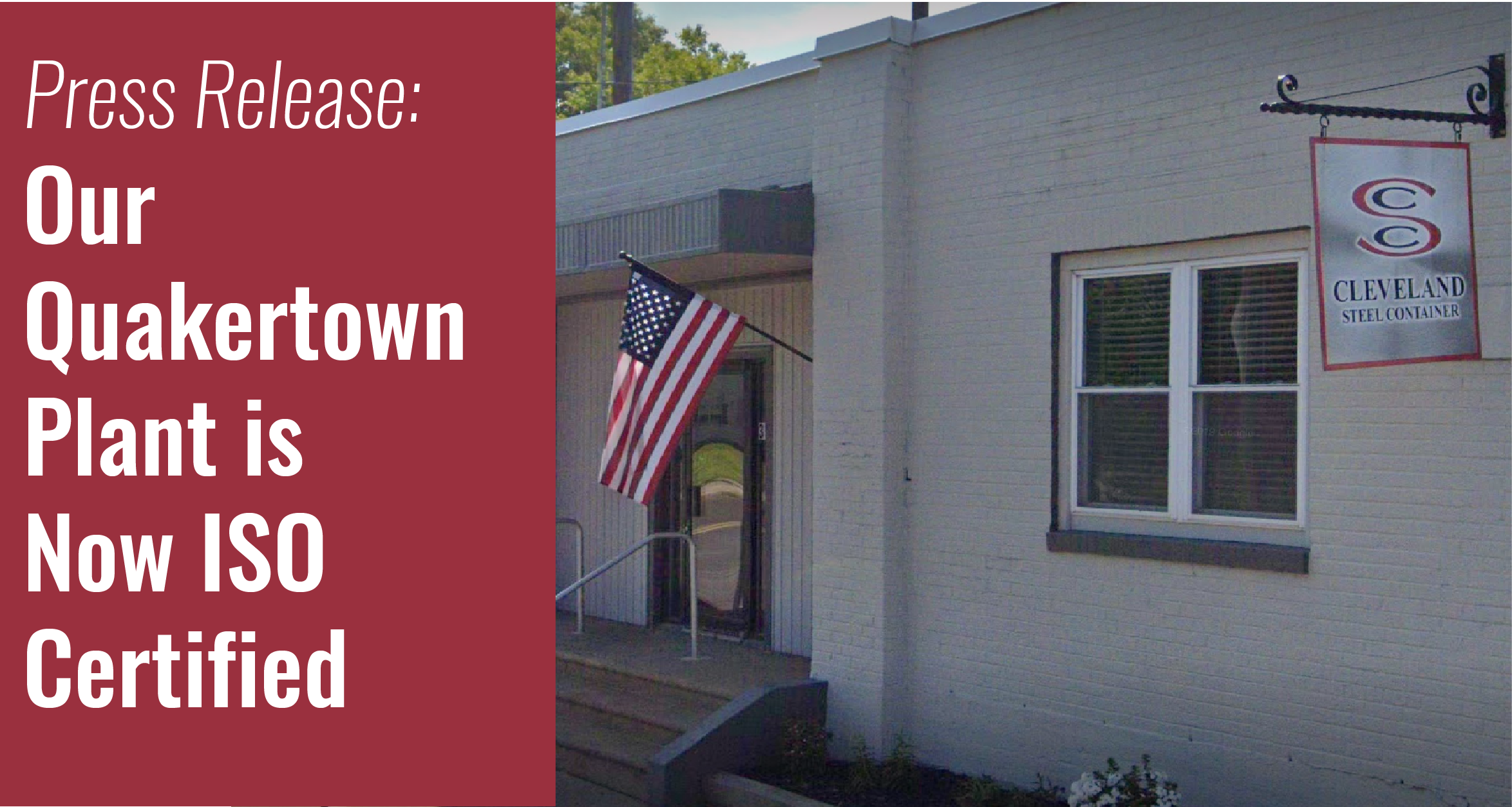 Press Release Quakertown Awarded ISO 90012015 Standard CSC Pails